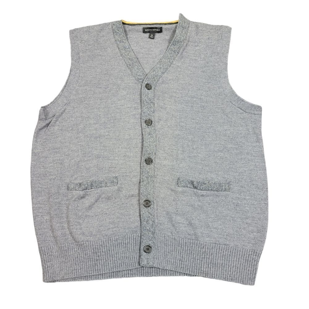 Banana Republic Mens Vest Cardigan Size XL Gray